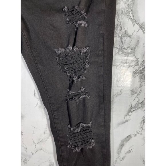Arizona Jean Co. Black Distressed Hi-Rise Jegging Size 9 Short Cotton Polyester - Picture 7 of 13